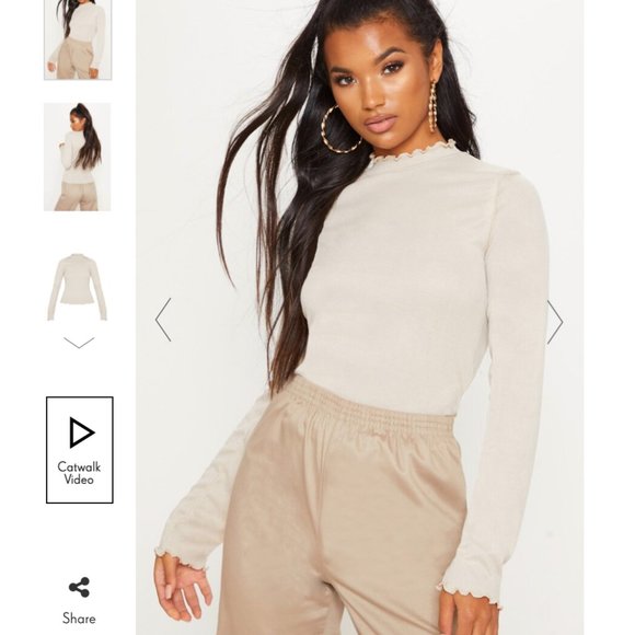 PrettyLittleThing Tops - Pretty Little Thing Beige Long Sleeve